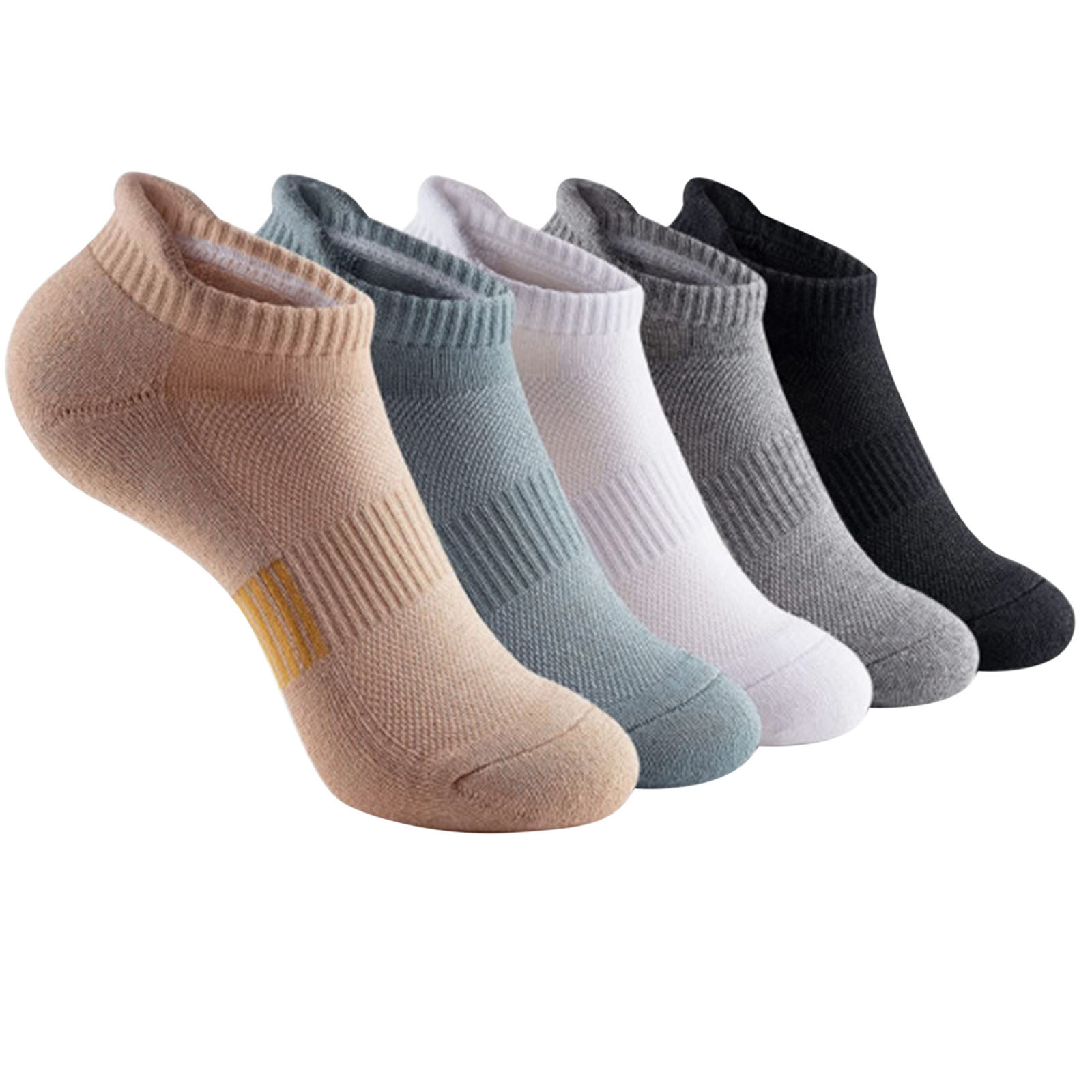 HAPIMO 5 Pairs, Running Athletic Socks Slipper Christmas Socks Outdoors Sports Fuzzy Socks Xmas Gifts for Women Men Winter Thermal Cotton Socks Warm Clearance Low Cut Ped Socks Breathable Beige